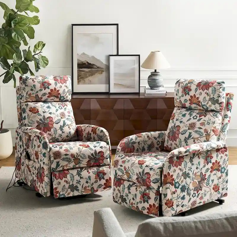 Fauteuil releveur inclinable électrique 3 positions avec dossier touffeté en polyester