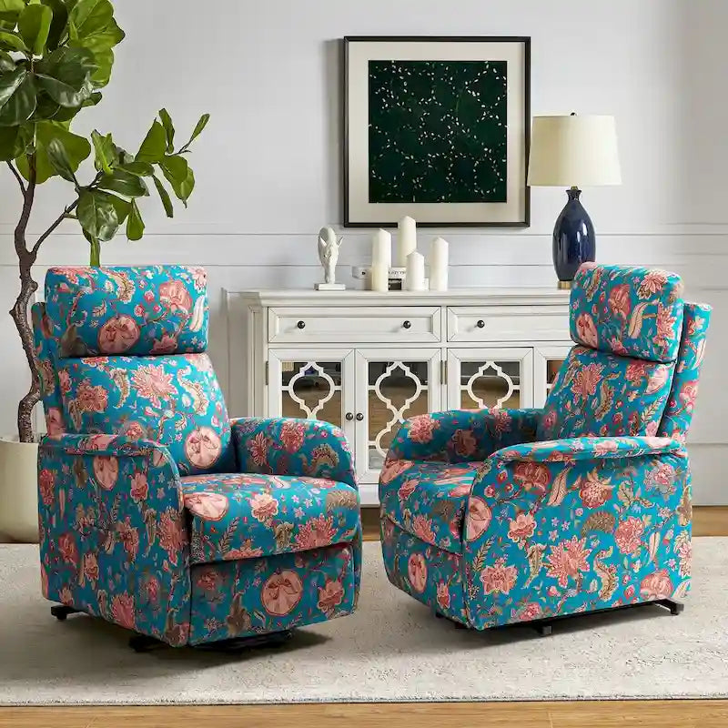 Fauteuil releveur inclinable électrique 3 positions avec dossier touffeté en polyester