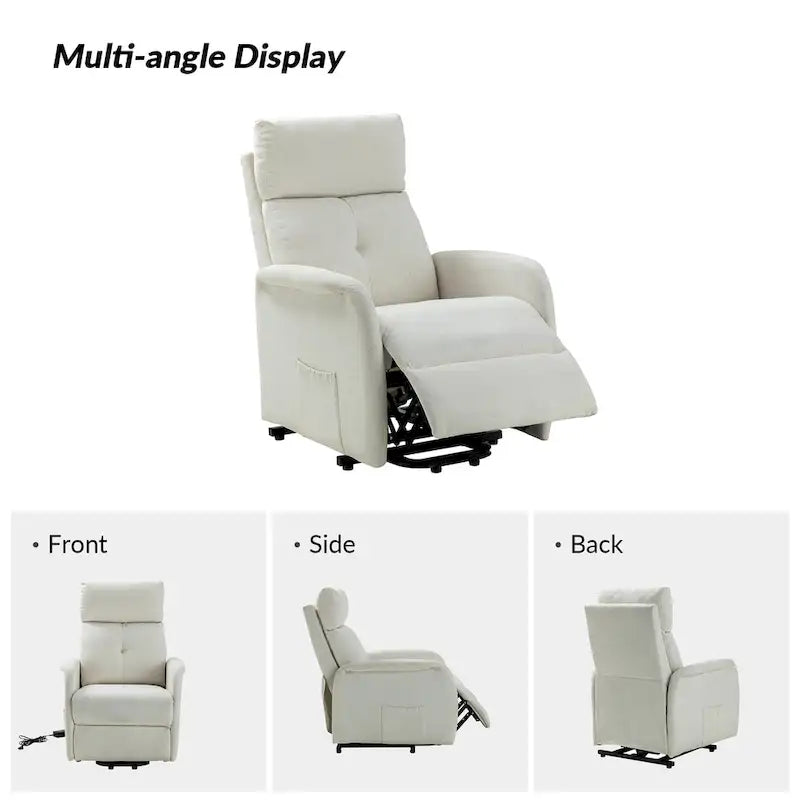 Fauteuil releveur inclinable électrique 3 positions avec dossier touffeté en polyester