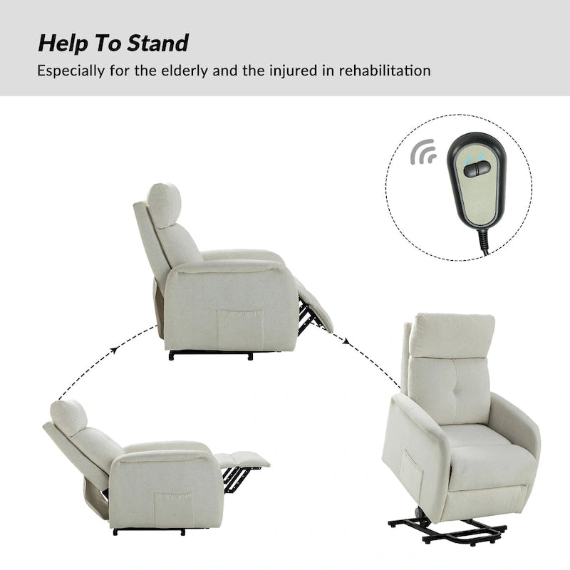 Fauteuil releveur inclinable électrique 3 positions avec dossier touffeté en polyester