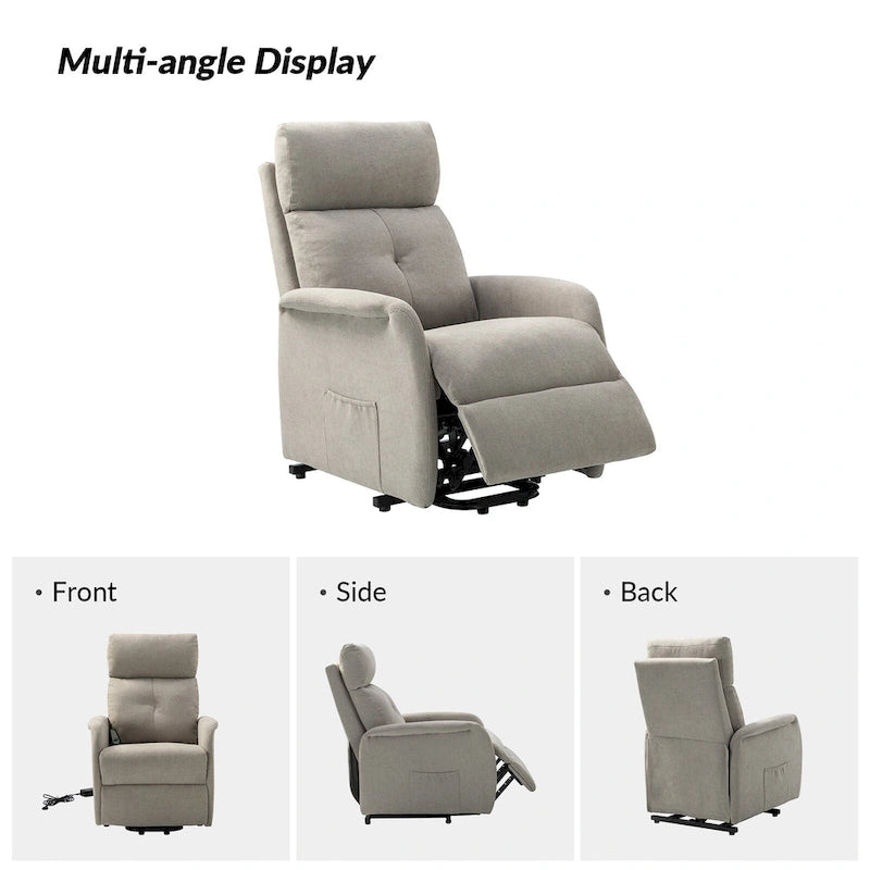 Fauteuil releveur inclinable électrique 3 positions avec dossier touffeté en polyester