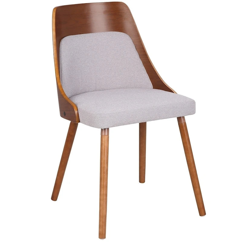Chaise de salle à manger moderne du milieu du siècle, cadre en bois courbé de noyer, assise rembourrée en tissu tissé, 113 kg