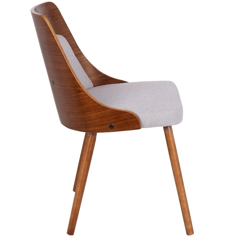 Chaise de salle à manger moderne du milieu du siècle, cadre en bois courbé de noyer, assise rembourrée en tissu tissé, 113 kg