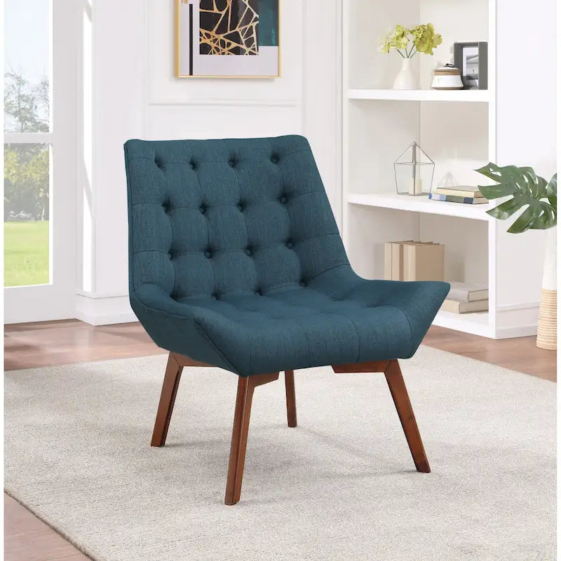Fauteuil d'appoint capitonné du milieu du siècle, pieds en bois, anthracite