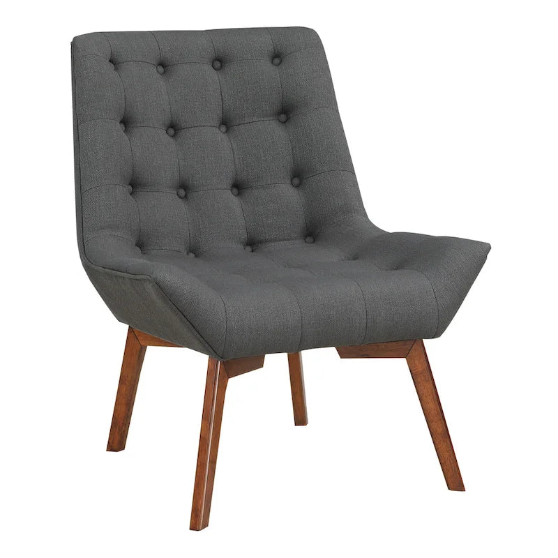 Fauteuil d'appoint capitonné du milieu du siècle, pieds en bois, anthracite