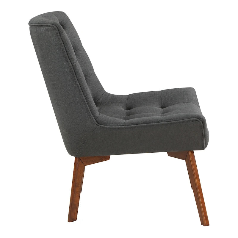 Fauteuil d'appoint capitonné du milieu du siècle, pieds en bois, anthracite