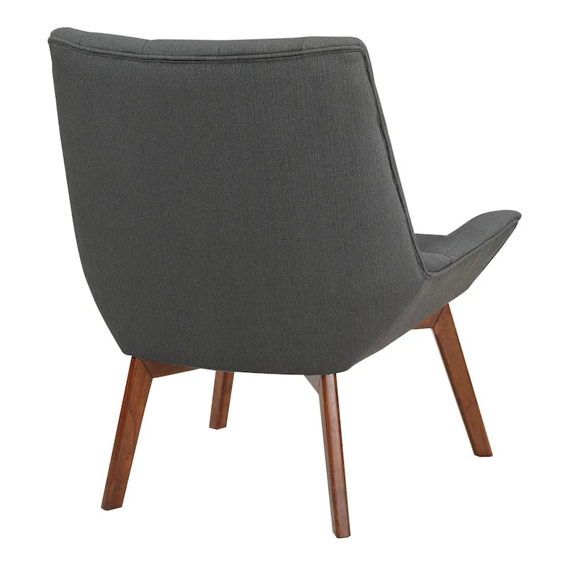 Fauteuil d'appoint capitonné du milieu du siècle, pieds en bois, anthracite